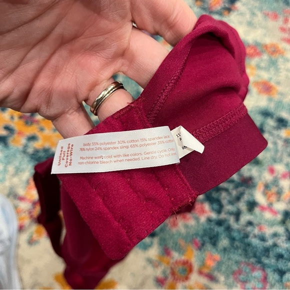 Cacique Bra Women's 48C Unlined Full Coverage No Wire Red Wine Lace Hook & Eye - Picture 7 of 7